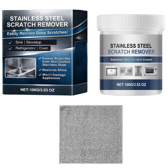 Stainless Steel Scratch Remover Kit Multi-Purpose Cleaner Paste for Kitchen Appliances Cookware Oven Restoration and Scratch Erasing