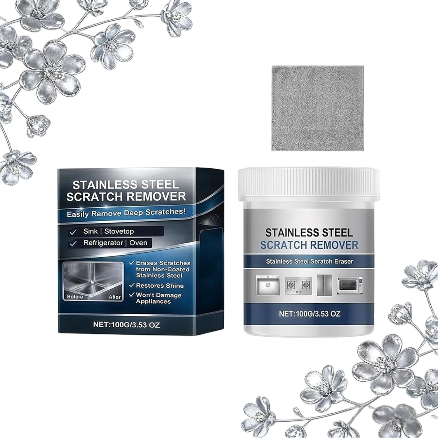 Hxxwed, Stainless Steel Scratch Remover Kit, 1 Set, Restores Finish ...