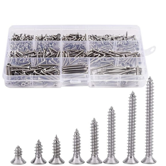 Long Lasting Material Screw Assortment Kit For Wide Application, Corrosion Resistant Self Tapping Screws With Precise And Clean Threads, Strong And Durable Cross Recessed