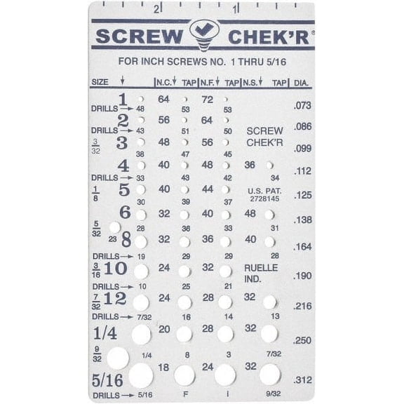 Stainless Steel Screw Checker, No.1 to 5/16 Inch, Hardware Screws