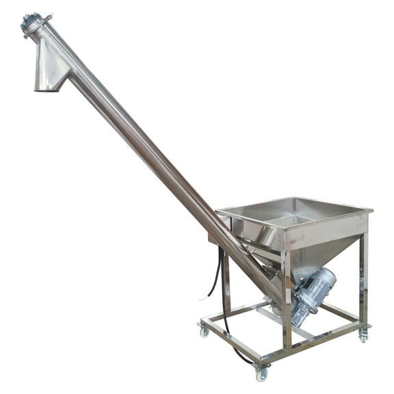 Stainless Steel Screw Conveyor with Hopper Electric Inclined Conveyor Auger Feeder 110V