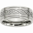 thumbnail image 1 of Stainless Steel Scroll Design 9mm Brushed/Polished Ridged Edge Band, 1 of 11