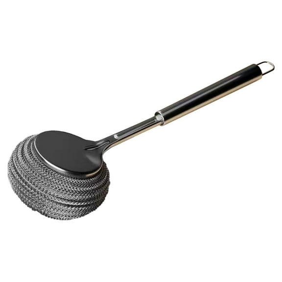 Stainless Steel Scrub Brush with Handle, Non Scratch Dish Brush Scrubber for Kitchen Pots Pans, Reusable Scrubbing Pad for Sinks Tiles Grills, Heavy Duty Cleaning Tool, 1*Stainless Steel Pot Brush