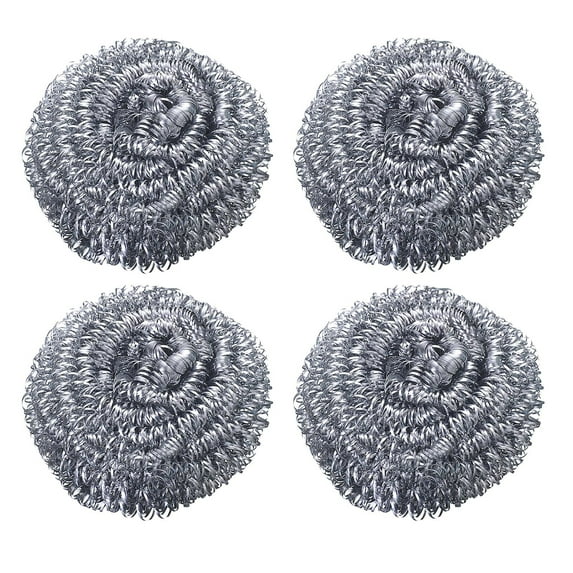 Stainless Steel Scrubber Ball Metal Sponge Wire Cleaning Pad 4PC Durable Non-Rust For Kitchen Bathroom