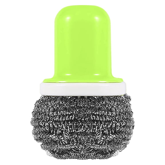 Stainless Steel Scrubber Brush with Handle, Heavy Duty Scouring Scrubber for Pots, Pans, Grill, Stovetop, Multi-Surface Kitchen Cleaning Tool