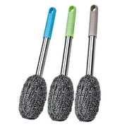 Stainless Steel Scrubber with Handle,Steel Wool Scrubber Dish Brush with Handle,Steel Wool Scrubber Tool for Cleaning Dishes,Scrubbing Scouring Brush Pad for Kitchen Pots, Pans,12.59",Color Random