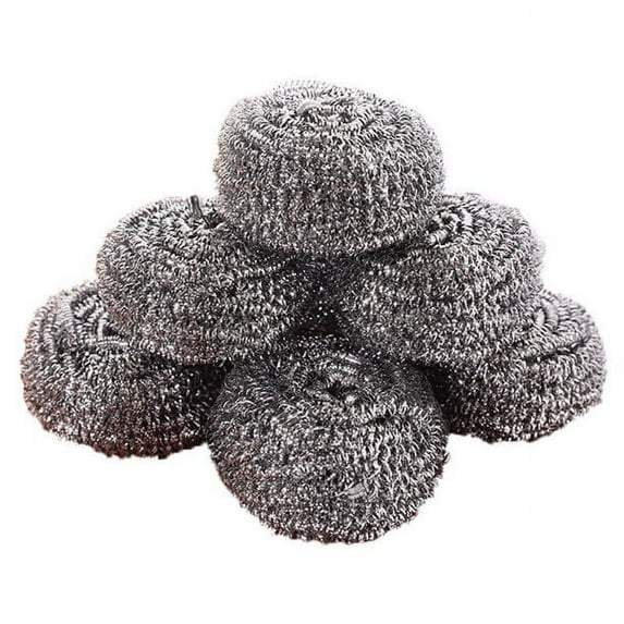 Stainless Steel Scrubber, Heavy Duty Steel Wool Srubber for Scouring Stubborn Messes from Pots and Pans, Stoves, Broiler Racks, Grills and More, 6 Pcs
