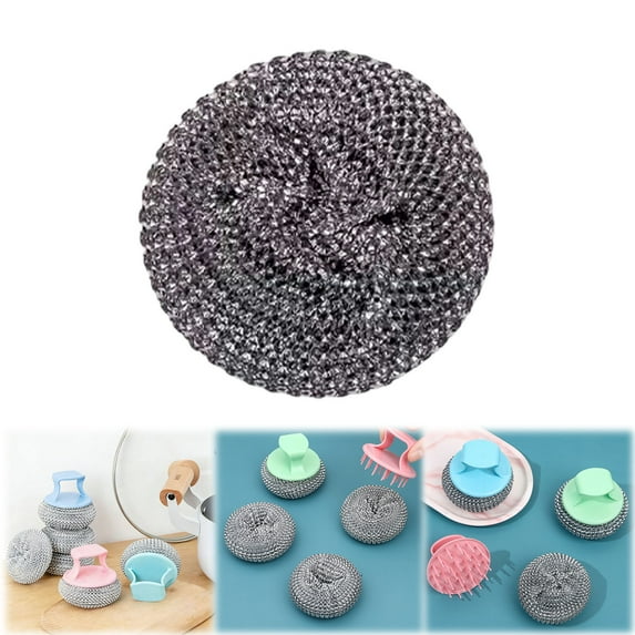 Stainless Steel Scrubber, Kitchen Cleaning Scrub Brushes, Pot Scrubber, Heavy Duty Pot Scrubbers, Steel Scrubber for Dishes, Dish Scrubber(No Handle)
