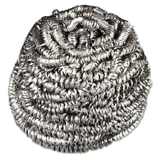 Stainless Steel Scrubber, Silver, 12/Carton Stainless Steel Scrubber, Silver, 12/Carton