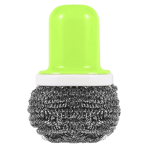 Stainless Steel Scrubbers with Handle, 1 Pc Heavy Duty Scouring Pads for Pots, Pans, Sink, Grill, Oven, Steel Wool Cleaning Pads for Dishes and Surfaces, 2.76x4.13 Inch, Green