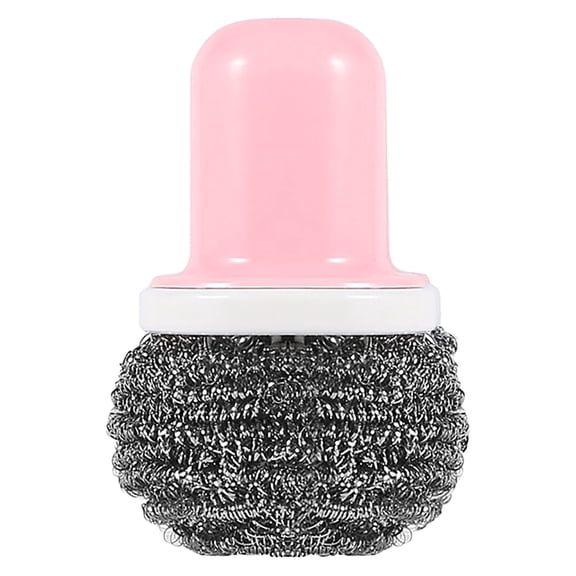 Stainless Steel Scrubbers with Handle, 1 Pc Heavy Duty Scouring Pads for Pots, Pans, Sink, Grill, Oven, Steel Wool Cleaning Pads for Dishes and Surfaces, 2.76x4.13 Inch, Pink