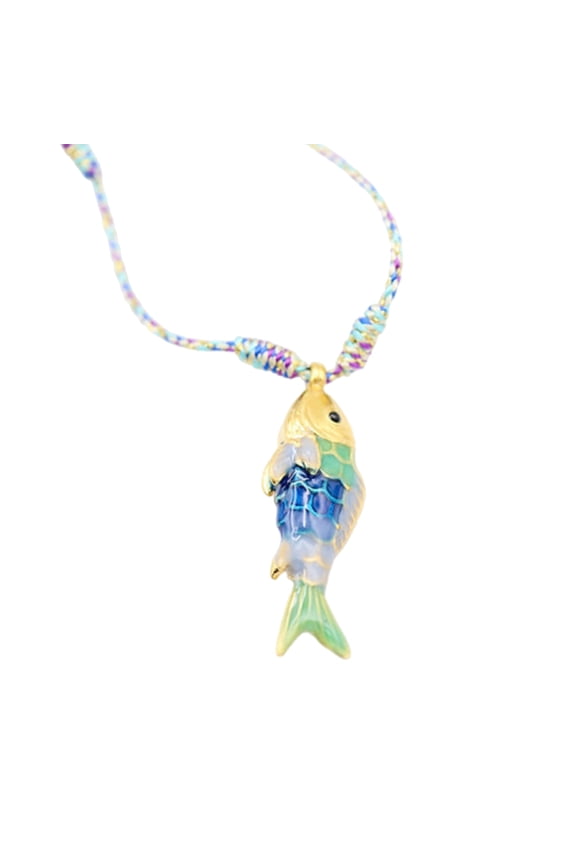 Stainless Steel Sea Charm Clavicle Chain Fish Necklace Colorful Pendant Rope Chain Fashion Neck Accessory Gift