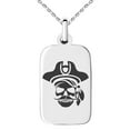 thumbnail image 1 of Stainless Steel Sea Dog Pirate Skull Emblem Engraved Small Rectangle Dog Tag Charm Pendant Necklace, 1 of 1