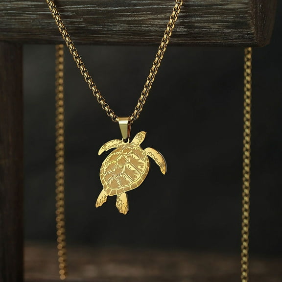 Stainless Steel Sea Turtle Pendant Necklace Women Men Jewelry Punk Animal Jewelry Stainless Steel Necklace
