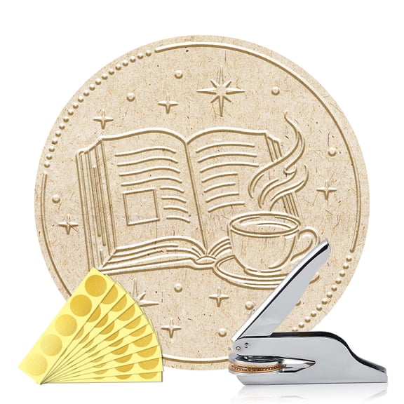 Stainless Steel Seal Embosser Hand-Held Embossing Stamp for Books Envelopes Napkins Golden Book 42mm
