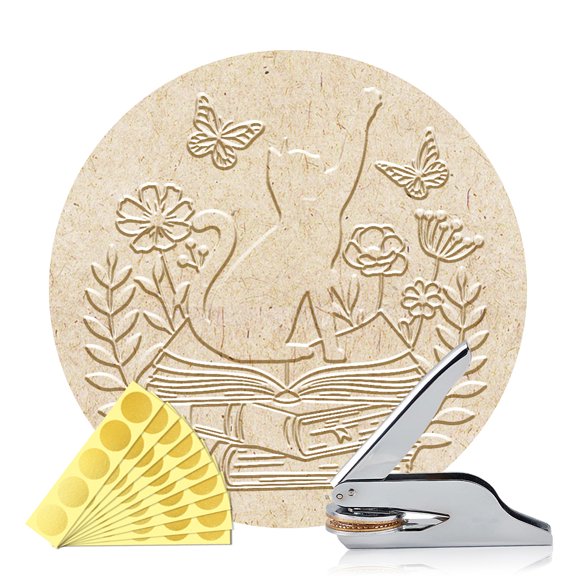 Stainless Steel Seal Embosser Hand-Held Embossing Stamp for Books Envelopes Napkins Golden Cat Shape 42mm DIY