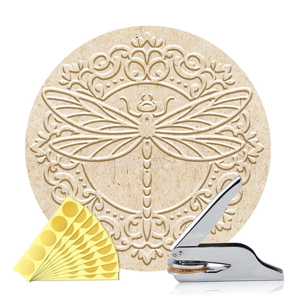 Stainless Steel Seal Embosser Hand-Held Embossing Stamp for Books Envelopes Napkins Golden Dragonfly 42mm