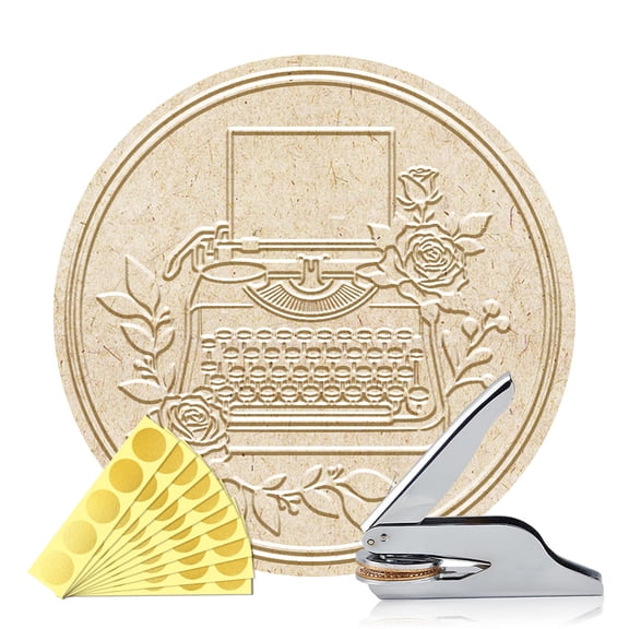 Stainless Steel Seal Embosser Hand-Held Embossing Stamp for Books Envelopes Napkins Golden Typewriter 42mm