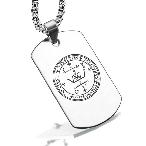Stainless Steel Seal of Archangel Michael Dog Tag Pendant Necklace