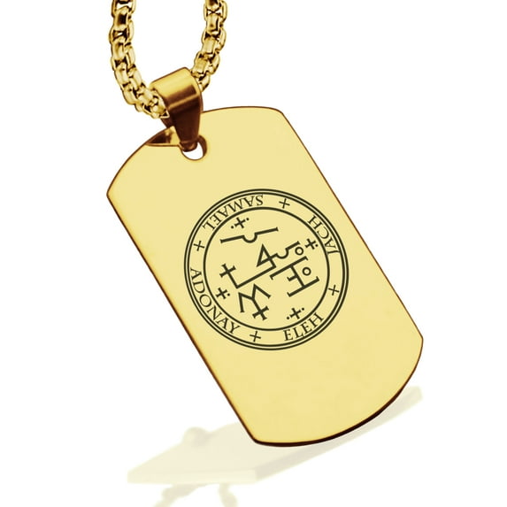 Stainless Steel Seal of Archangel Samael Dog Tag Pendant Necklace