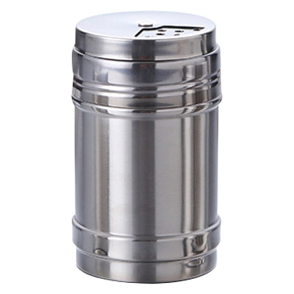 Stainless Steel Seasoning Shaker 1PC Grey, Salt Pepper Dispenser with Rotating Lid, BBQ Cooking Gadget for Kitchen Outdoor Grilling