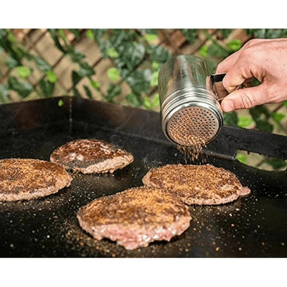 Stainless Steel Seasoning Shaker with Handle Refillable, Kitchen Cooking Grilling Spice Dispenser, Barbecue Salt Pepper Container