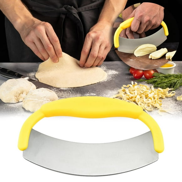 Stainless Steel Sectional Scraper Semi-Circular Pizza Cutter | Curved Knife for Cutting Pizza Cookies Dough | Ergonomic Handle | Easy Clean | Durable Multipurpose Kitchen Tool - 1 Pack