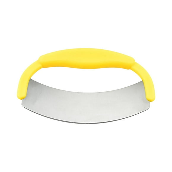 Stainless Steel Sectional Scraper Semi-circular Pizza Curved Knife Baking Scraper Cutting Knife Pizza Wheel Knife Yellow Free Size