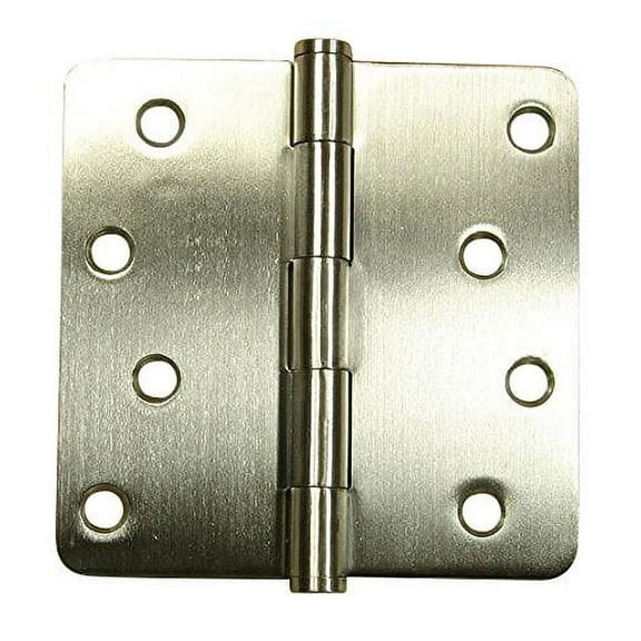 Stainless Steel Security Door Hinges - 4" Inch with 1/4" Inch Radius - Highly Rust Resistant - Non Removable Pin - 2 Pack