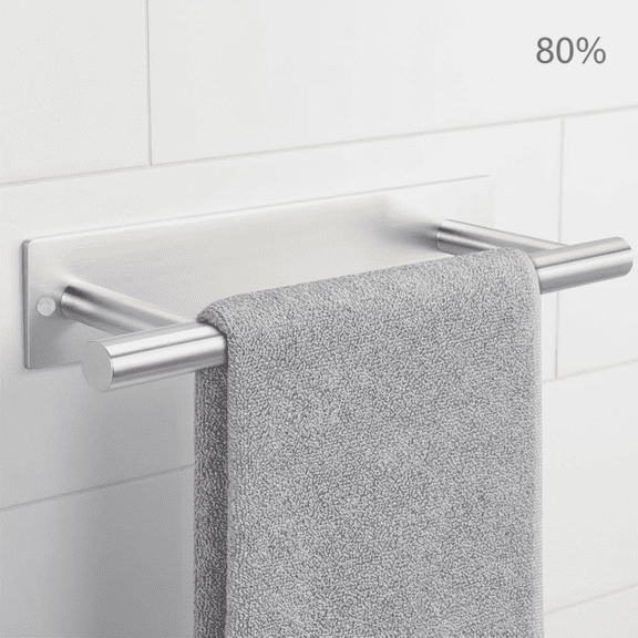 Stainless Steel Self-Adhesive Towel Holder Bar, Rustproof Stick-On Wall Mounted Rack for Bathroom and Kitchen Towels, Brushed Nickel Finish