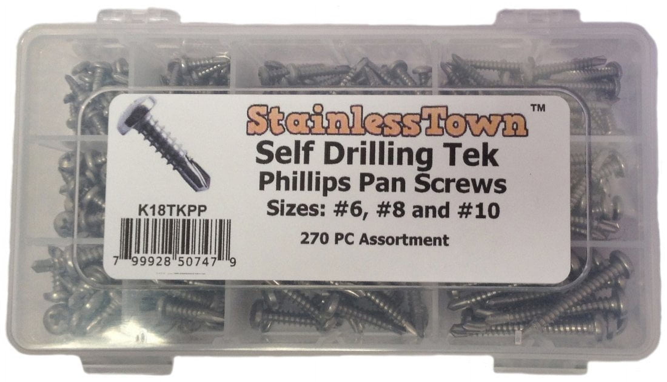 Stainless Steel Self Drilling Phillips Pan Tek Screw Assortment Kit by Stainlesstown