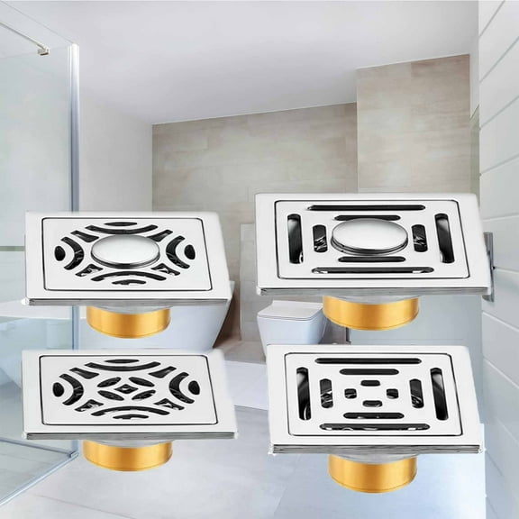 Stainless Steel Self-Sealing Floor Drain | Odor Blocking Sewer Cover | Corrosion Resistant | Silver Finish | 4.13 x 4.13 x 1.57 in | Heavy Duty | Easy Install | 1 Pack | Indoor Outdoor Use