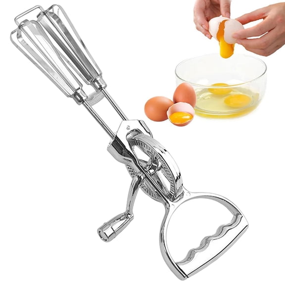 Stainless Steel Semi-Automatic Egg Beater with 360 Rotation, Circular Whisk Heads for Home Kitchens, Restaurants & Bakeries, Home Baking & Commercial Use