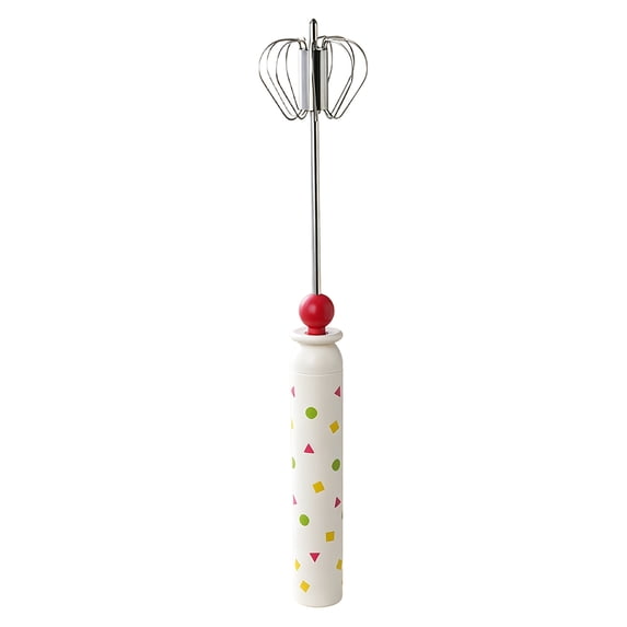 Stainless Steel Semi-Automatic Egg Beater Whisk, 12 Inch Rotary Hand Mixer for Frothing Milk and Blending Smoothies, Heavy Duty Drink Stirrer for Shakes and Whipping Cream,A