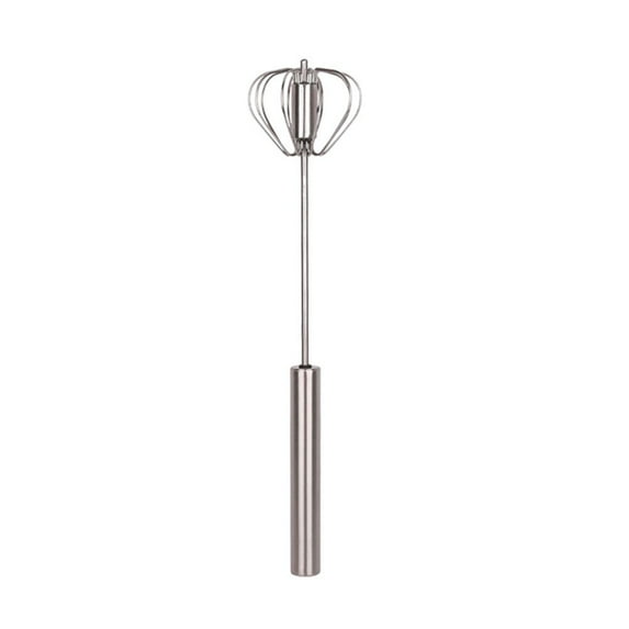 Stainless Steel Semi-Automatic Egg Beater Whisk Mixer for Coffee Milk Frother Latte Stirrer Kitchen Cooking Baking Tool Silver