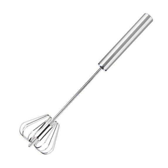 Stainless Steel Semi-Automatic Egg Beater for Kitchen Use, Hand Push Rotary Design