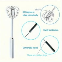 Stainless Steel Semi-Automatic Hand-Press Whisk – Portable Rotary Mixer for Whipping, Frothing, Beating & Stirring, Handheld Kitchen Tool (10IN)