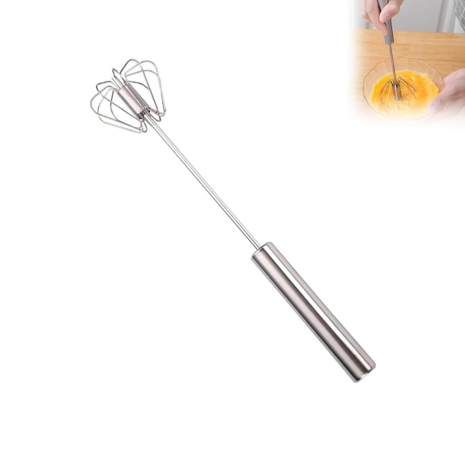 Stainless Steel Semi-Automatic Whisk, Egg Whisk Hand Push Whisk Blender ...