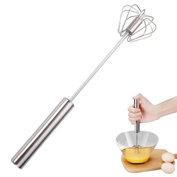 Stainless Steel Semi-Automatic Whisk, Wider Whisk Head Hand Push Rotary Whisk, Multi-Functional Hand Push Mixer, Hand Whisk Blender for Cooking Kitchen Home Egg Milk (Upgrade 3pcs)