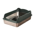 thumbnail image 1 of Stainless Steel Semi Enclosed Cat Litter Box with High Wall, Odor Control, Non-Slip Base, Easy Clean Design, Scatter Proof Cat Litter Pan, Large Capacity for All Cats, 1 of 6