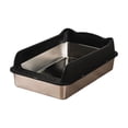 thumbnail image 1 of Stainless Steel Semi Enclosed Cat Litter Box with High Wall, Odor Control, Non-Slip Base, Easy Clean Design, Scatter Proof Cat Litter Pan, Large Capacity for All Cats, 1 of 6