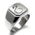 thumbnail image 1 of Stainless Steel Serpentine Dragon Engraved Square Flat Top Biker Style Polished Ring, 1 of 1