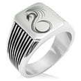 thumbnail image 1 of Stainless Steel Serpentine Dragon Needle Stripe Pattern Biker Style Polished Ring, 1 of 1
