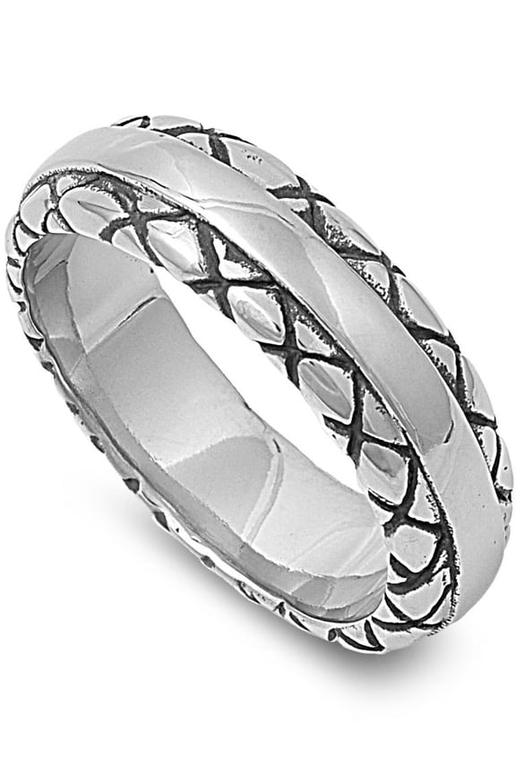 Stainless Steel Serpentine Edges Biker Ring