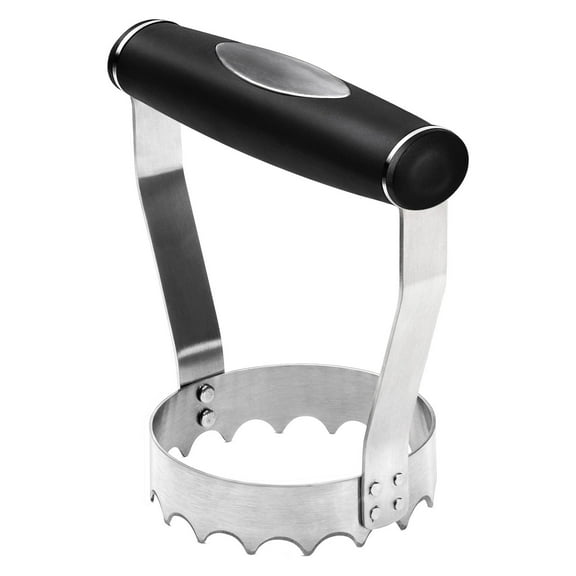 3 Inch Manual Chopper with Serrated Edge, Stainless Steel Handheld Chopper for Cabbage, Eggs, Nuts, Ground Meat, Salad Mixing, Ergonomic Handle, Silver