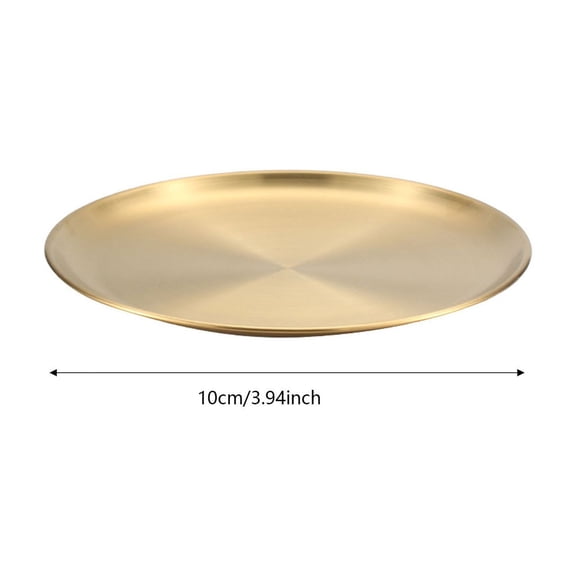 Stainless Steel Serving Platter Oven Safe Metal Baking Tray Heavy Duty Dinner Plate For Steak Bbq Roasting Dessert Picnic(Gold-10X10Cm)