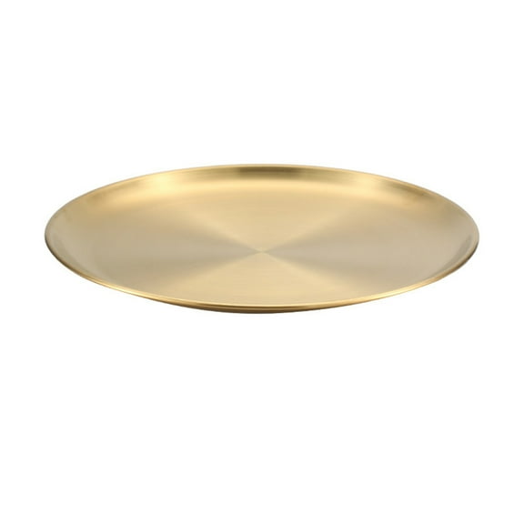 Stainless Steel Serving Set - 10" Round Mirror Finish Trays for Steak, Cake Buffet & Dining Decor, Multi-Functional Plates for Home & Commercial Use (6-Pack)(5.55")