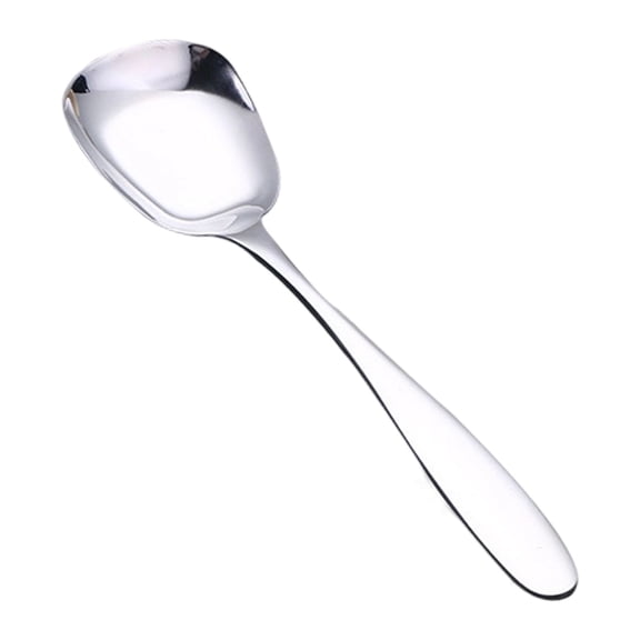 Stainless Steel Serving Spoon, 6.69X1.65inch Large Metal Dinner Spoon, Non-Stick Square Head Serving Utensil, Food Grade Table Spoon for Rice, Soup, Buffet, Home Kitchen & Restaurant Use