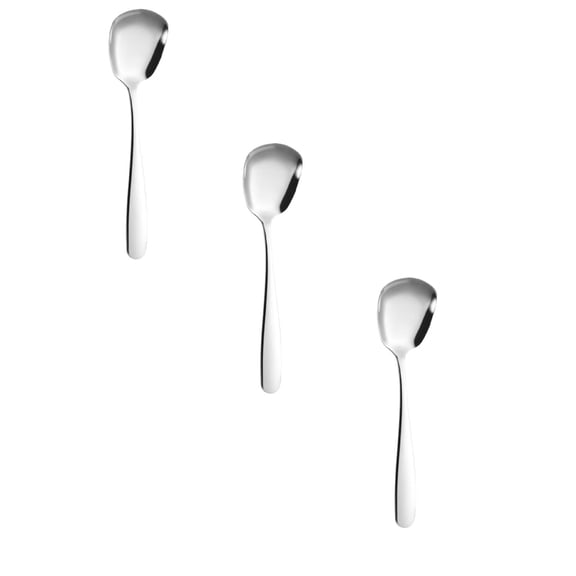 Stainless Steel Serving Spoon Set of 3, High Polish 304 Grade Spoons for Table Sugar Coffee, Thick Ergonomic Handle Dinner Spoons, Heavy Duty Rust Resistant for Daily Use, Silver, By Harlik