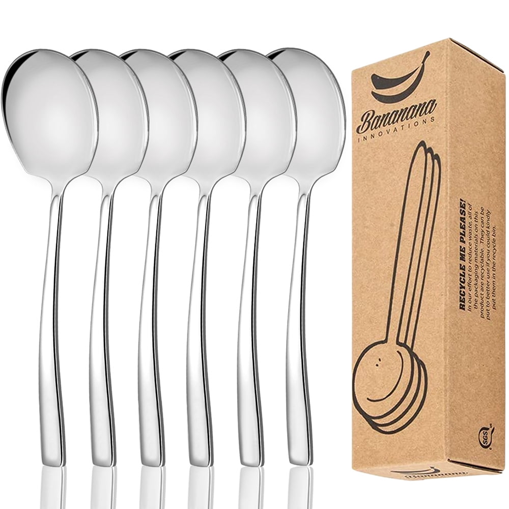 Stainless Steel Serving Spoon Set of 6 Pieces for Catering, Dishwasher Safe, 9.14 Inches Large Serving Utensils of Spoons(Silver)